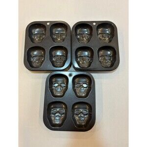 Mini Skull Cup Cakes and Muffins Cakelet Baking Pan 4 Skulls 3 Pans Total